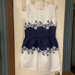CRFS Dress Sleeveless Floral White Navy Size Large New